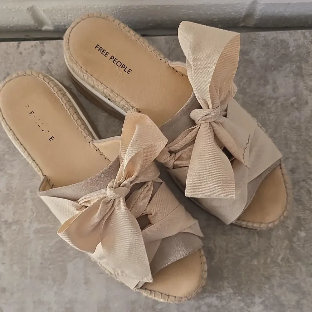 178$ Free People Chapmin Sport Platform Sandal (Women) Size EU 38 US 8 Ivory